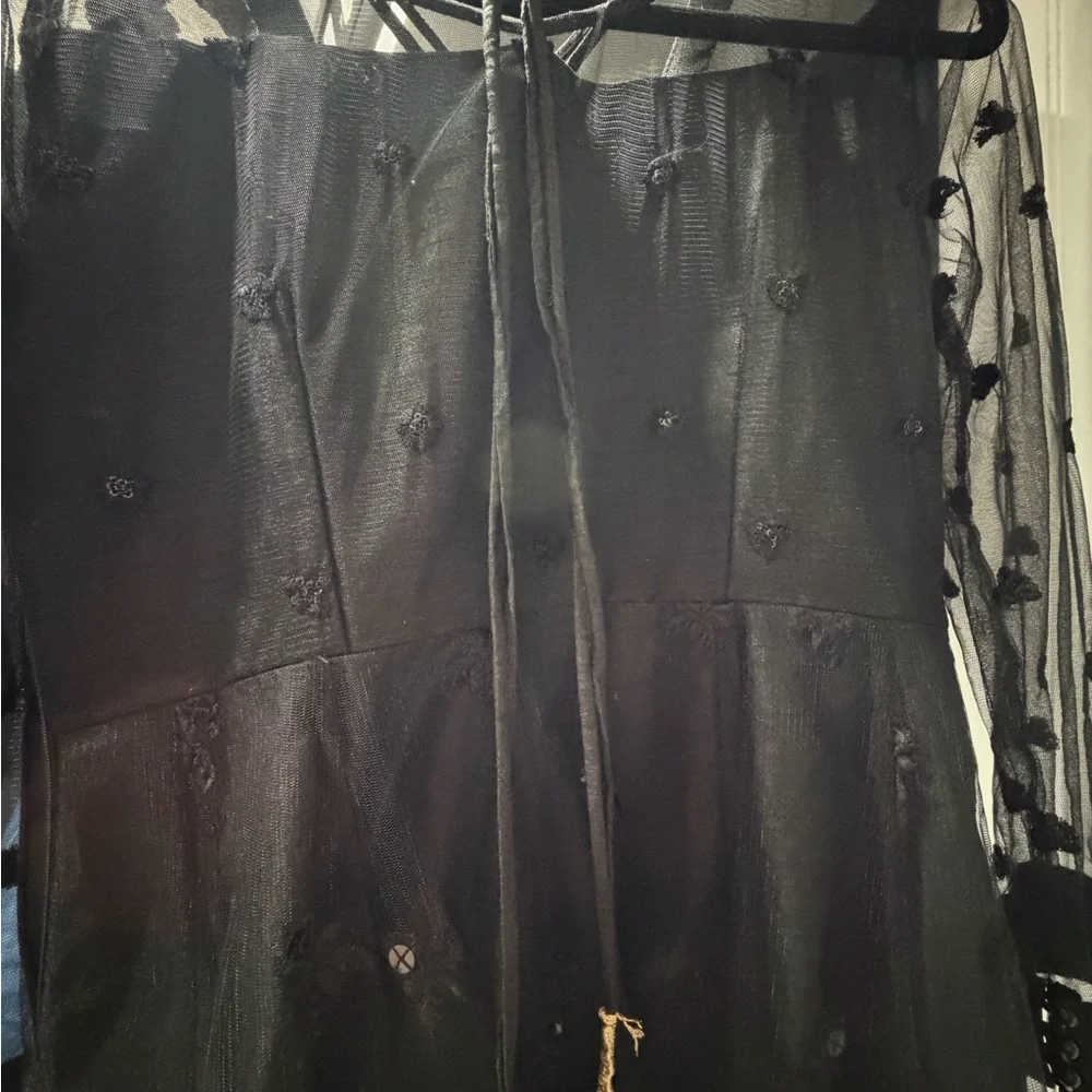 Pakistani Designer Black Dress Gown with Gold Accents - Picture 7 of 16